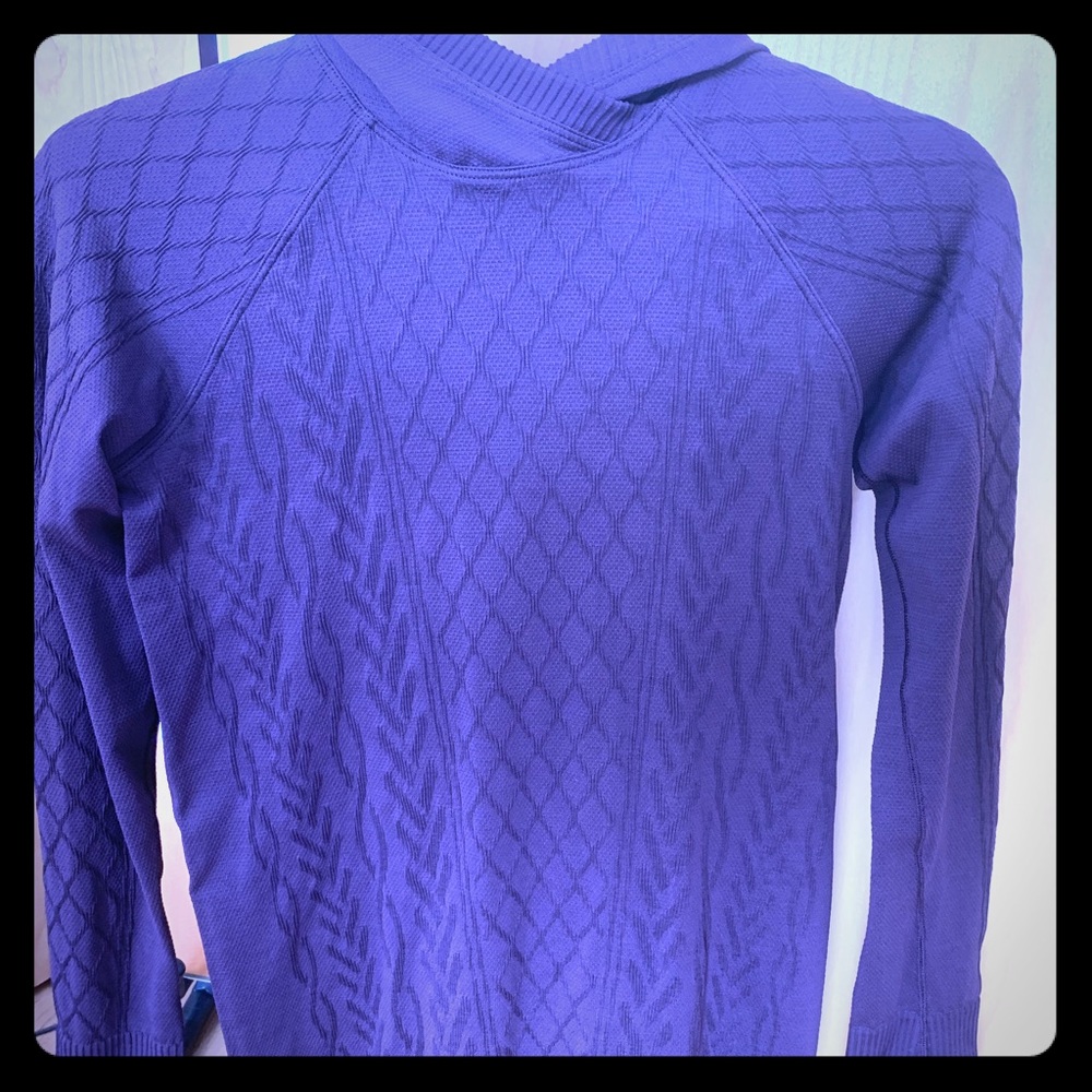 Lululemon purple long sleeved top with hood.